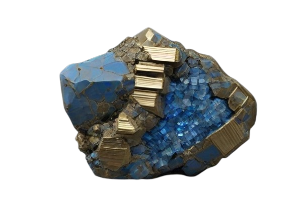 Pyrite in Blue Calcite - crystinfo.com