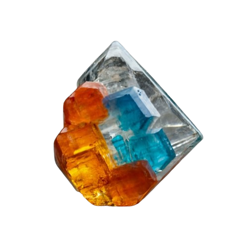 Apatite with Orange Calcite:   - crystinfo.com